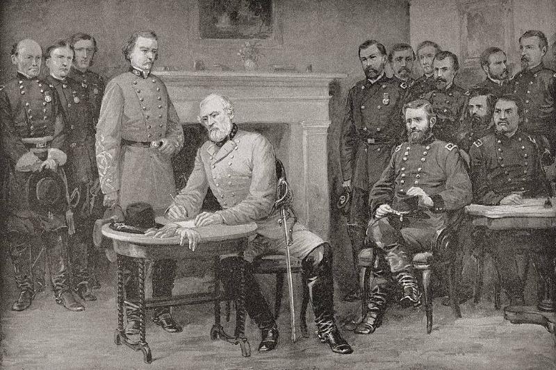 Lee signing his surrender 