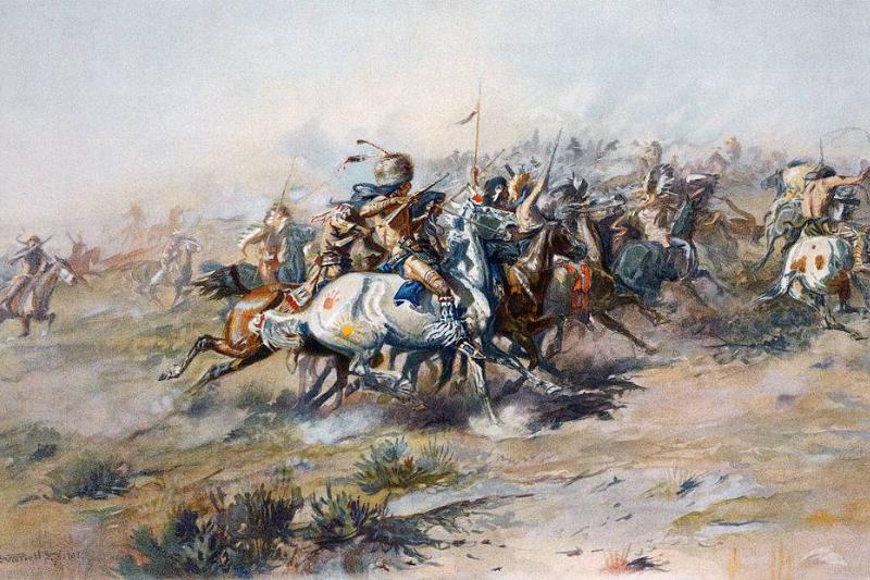 Native Americans charging 