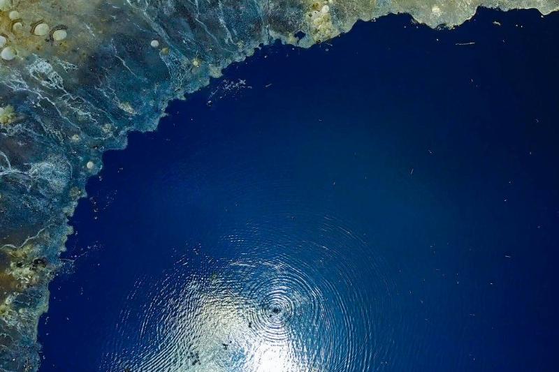 Aerial view of miners 