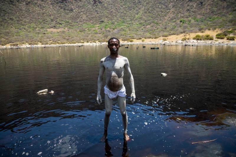 Man standing in the lake 