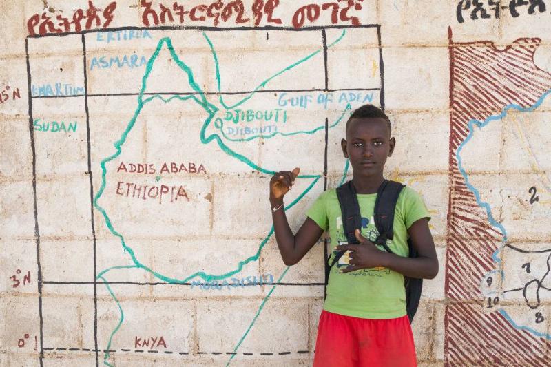 Boy attending school 