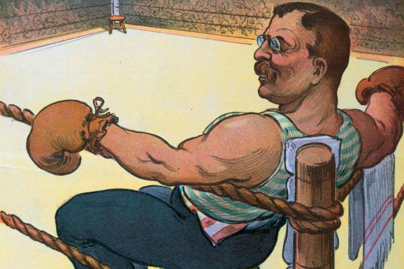 Drawing of Roosevelt as a boxer 