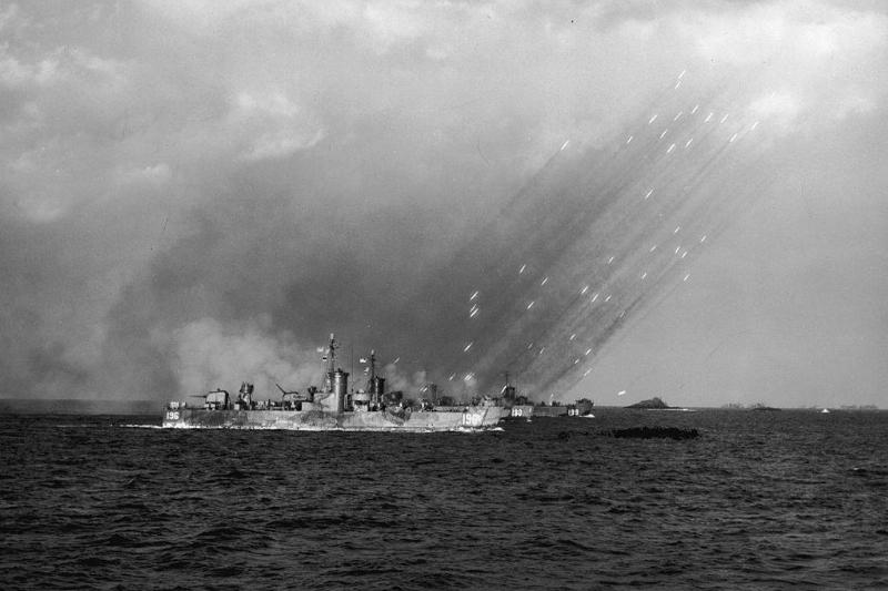 Ship taking fire 