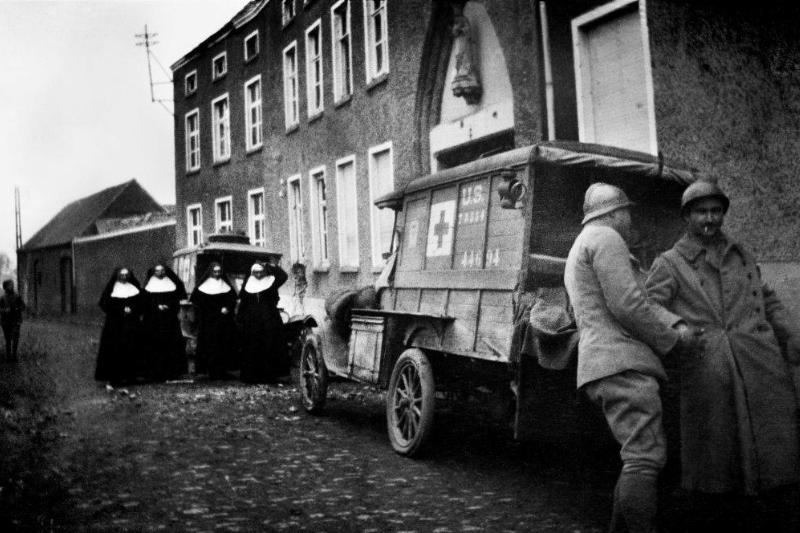 Man next to ambulance