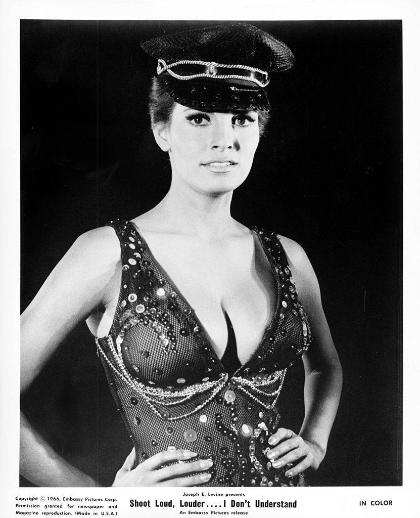 1966: Actress Raquel Welch stars in 'Spara forte, piu forte, non capisco', or 'Shoot Loud, Louder... I Don't Understand'.