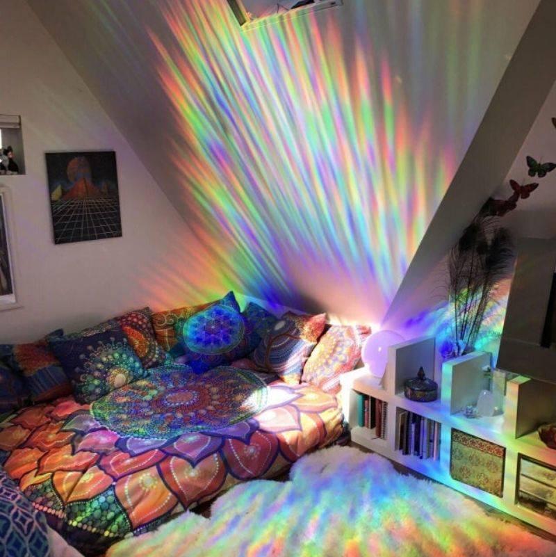 the light coming in the window looks like a light prism 