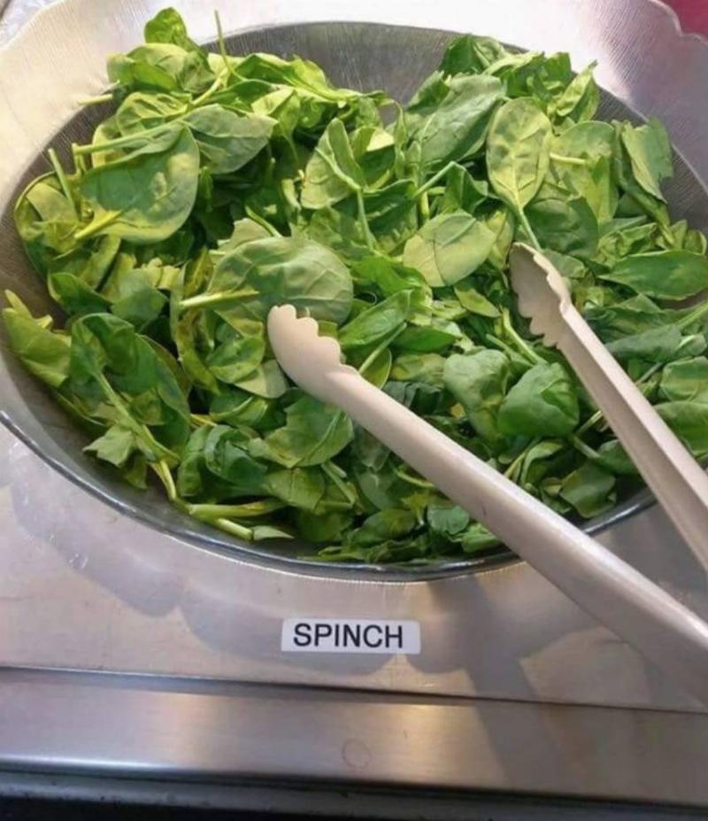 label of Spinach says 