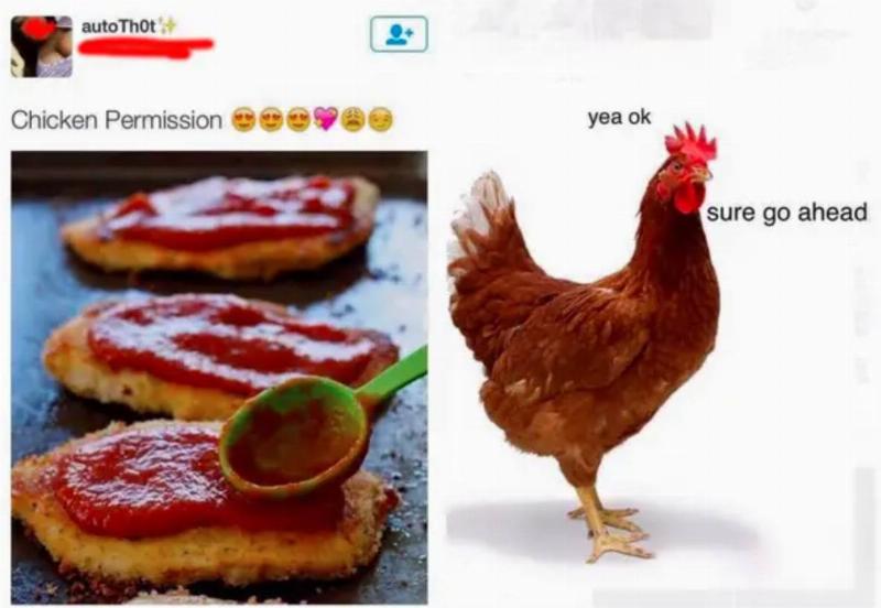 someone misspells chicken parmesan as chicken permission