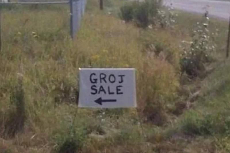 handwritten sign says 