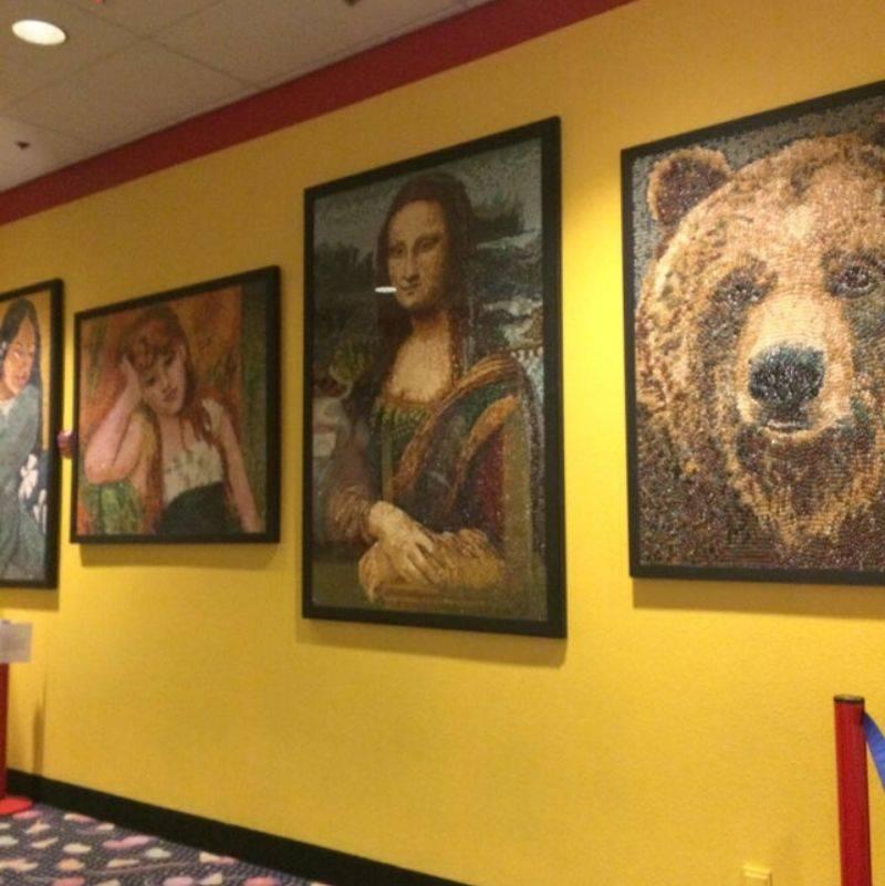 the Mona Lisa made out of jelly beans