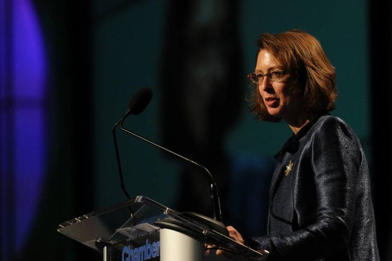 Johnson Abigail Johnson with Fidelity Investments, received an award on behalf of the Johnson family