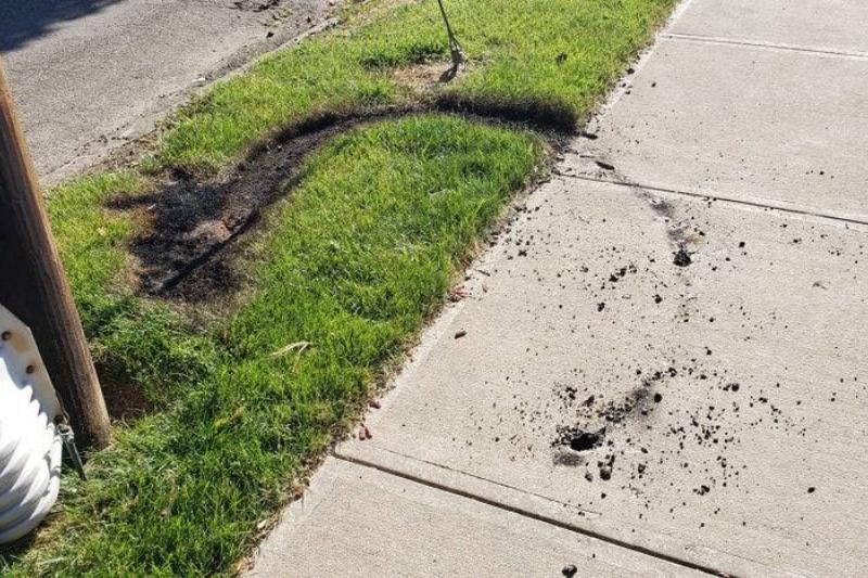 lightning struck the sidewalk