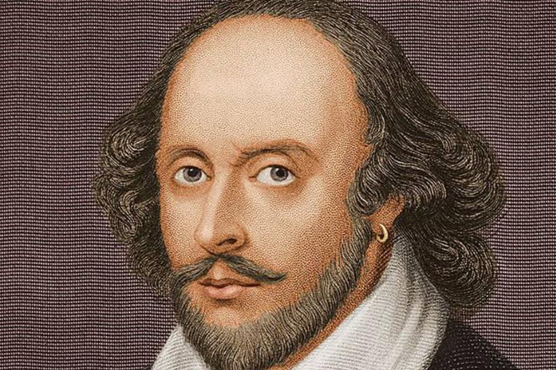 an illustration of william shakespeare wearing an earring