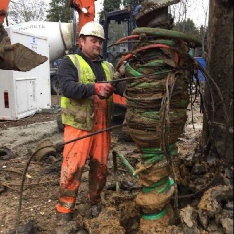 wires dug up during construction by accident