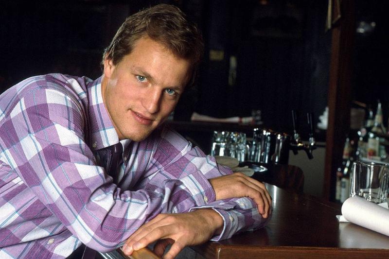 Woody Harrelson on the 'Cheers' television set