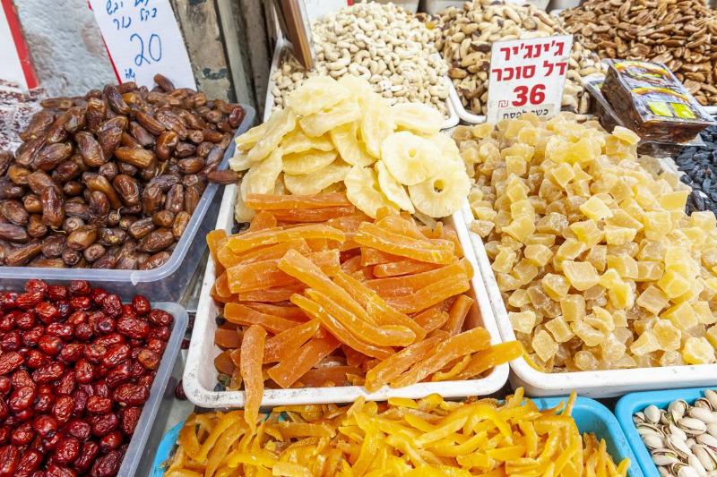 dried fruit-1140484996 Dried fruit is displayed and sold at a market in Israel.