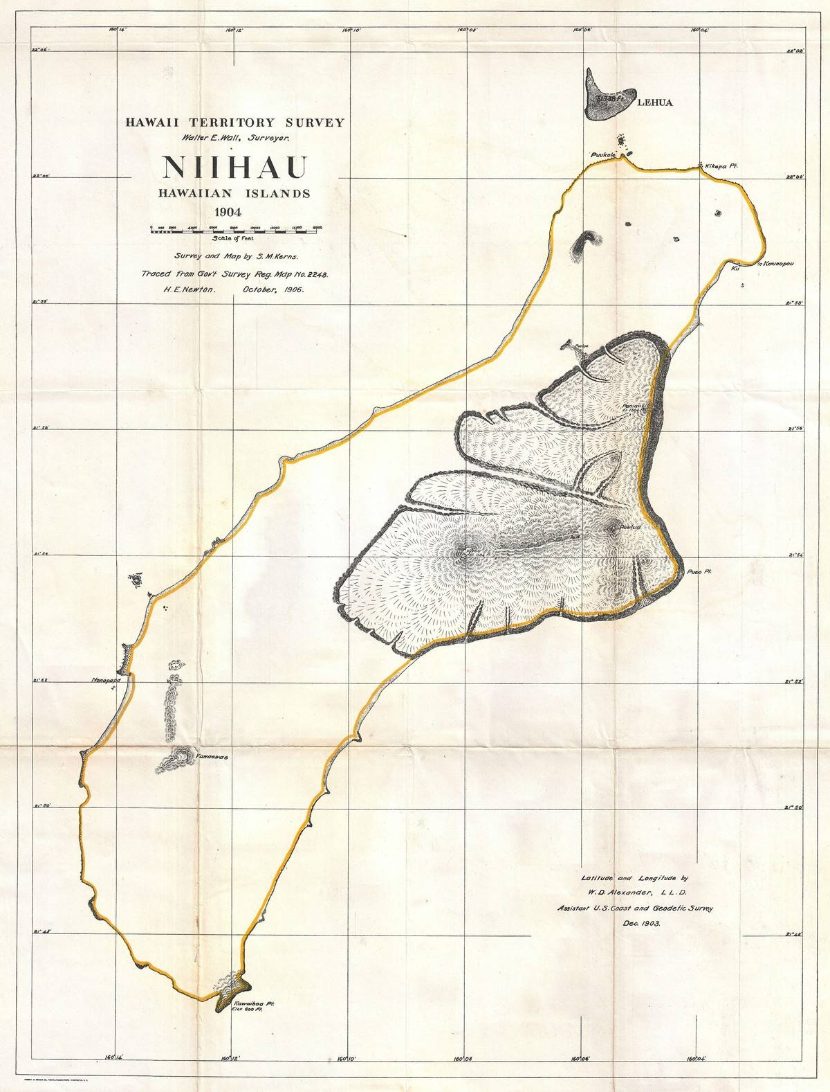 A 1904 map shows the Hawaiian island of Ni'ihau.