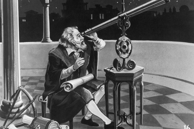 Galileo with a telescope