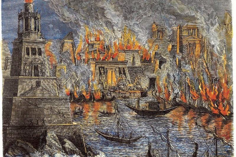 The Burning of the Library of Alexandria, 1876. Private Collection