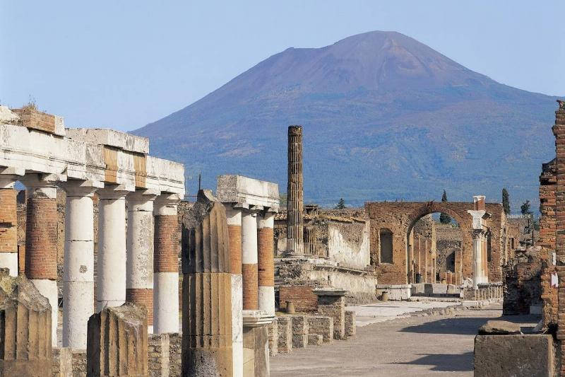 Columns of an old building, Pompeii, Campania, Italy