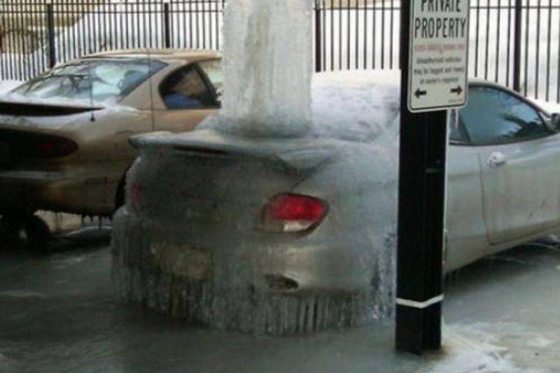 car completely frozen over