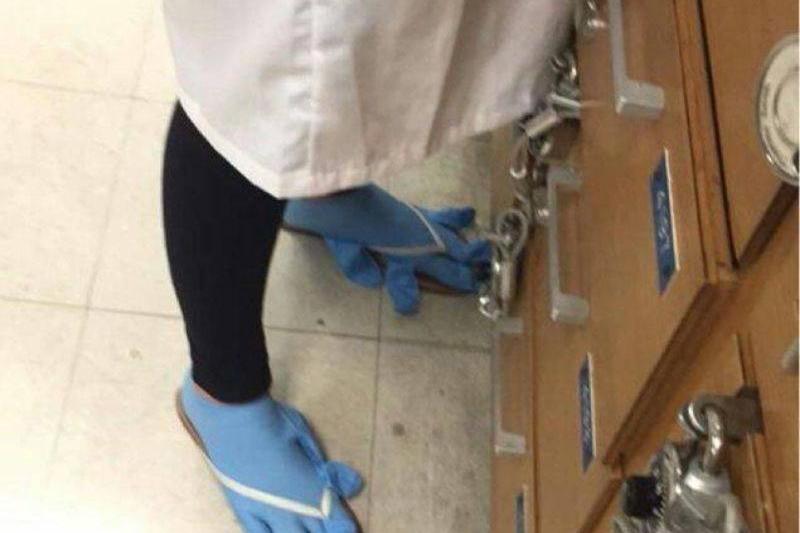 someone forgot to wear closed toed shoes to the lab