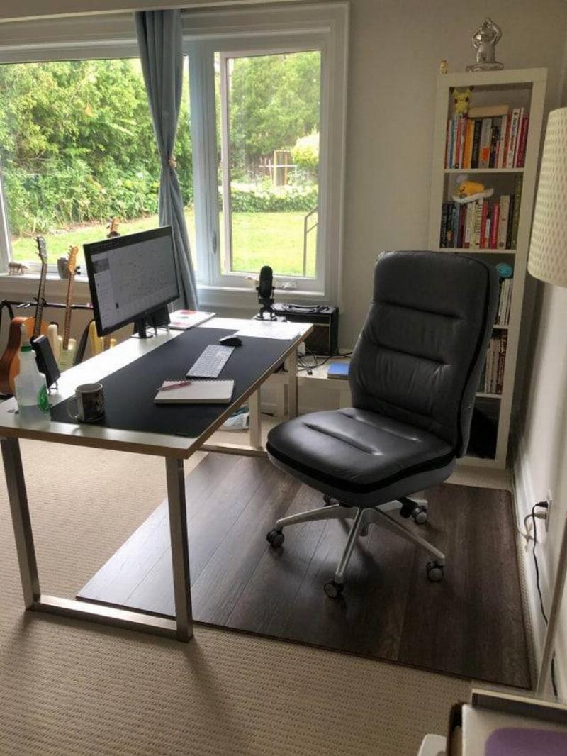 using flooring under your office chair instead of a plastic mat