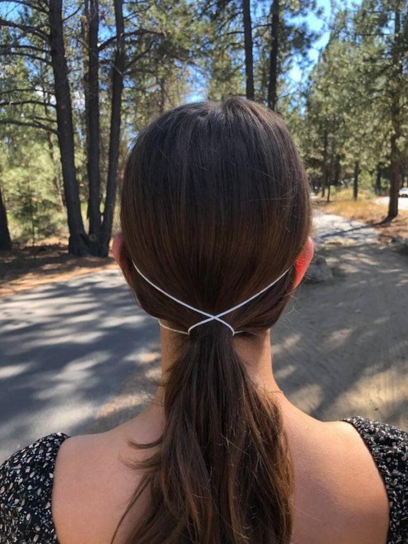 using mask strings to make a ponytail