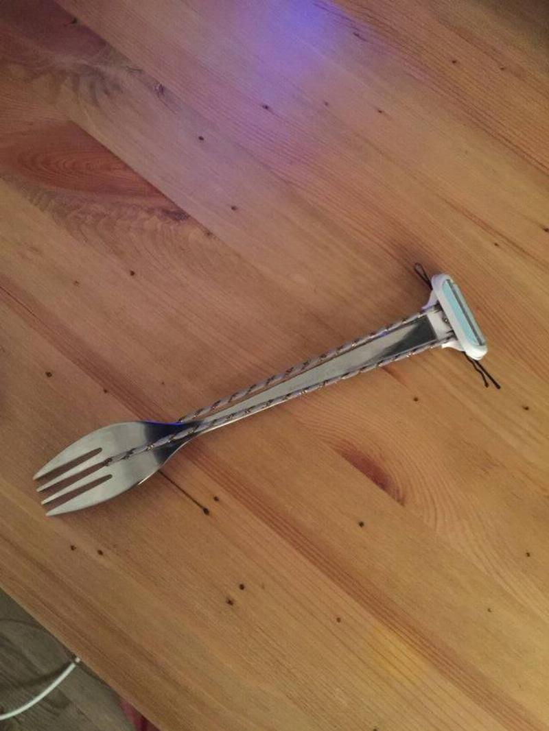 girlfriend forgot her razor so boyfriend made her one  