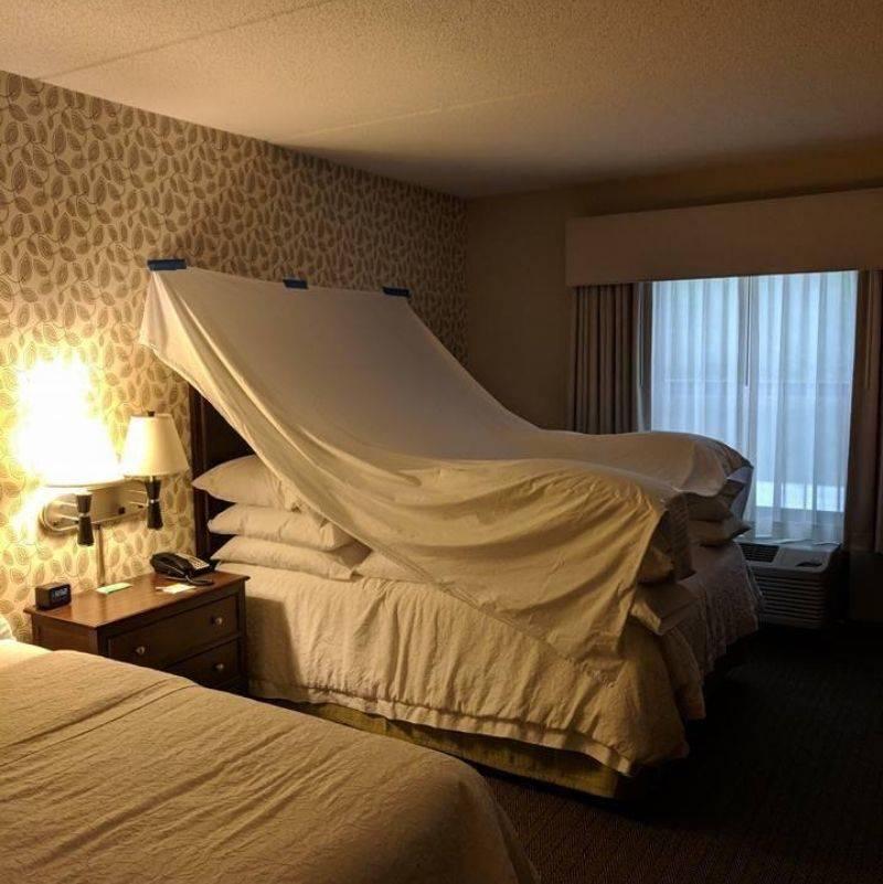 hotel made someone a pillow fort