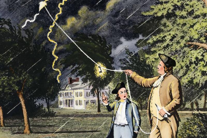 Franklin with a kit and key