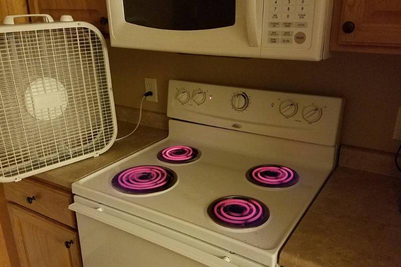 creating heat in apartment using stove and fan to make heat