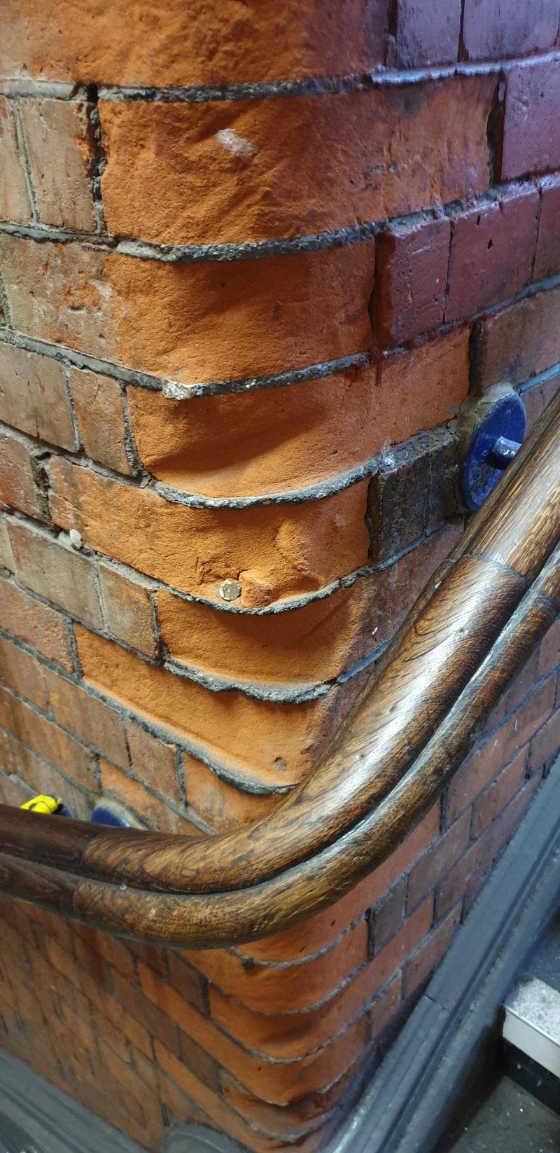 corner worn down by bags hitting it 