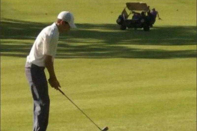 golf cart accident in background