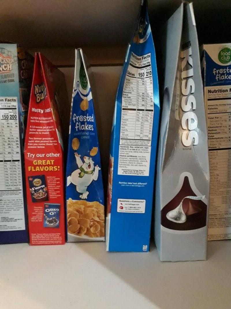 cereal boxes folded to stay fresh