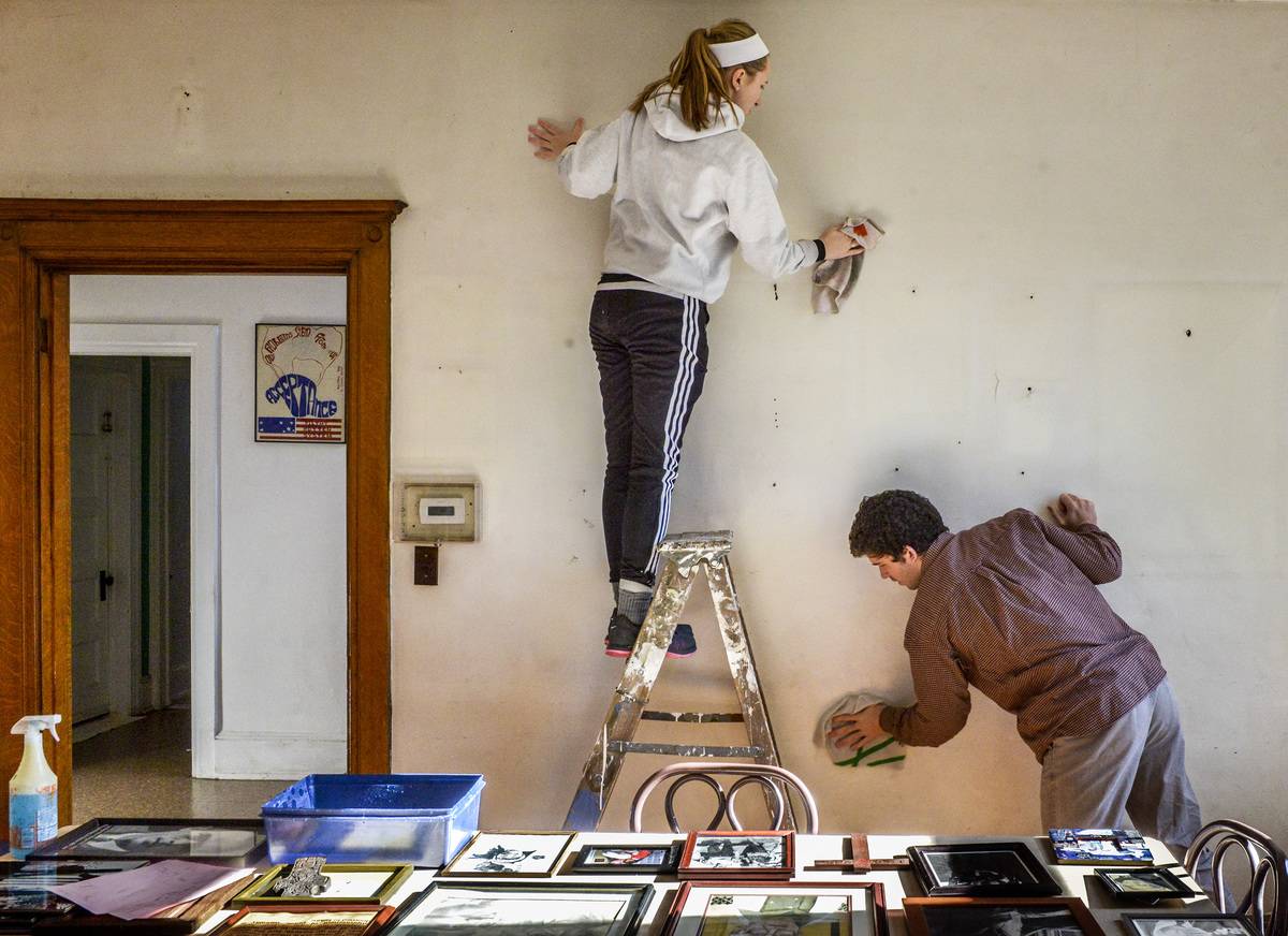Cleaning walls at a university