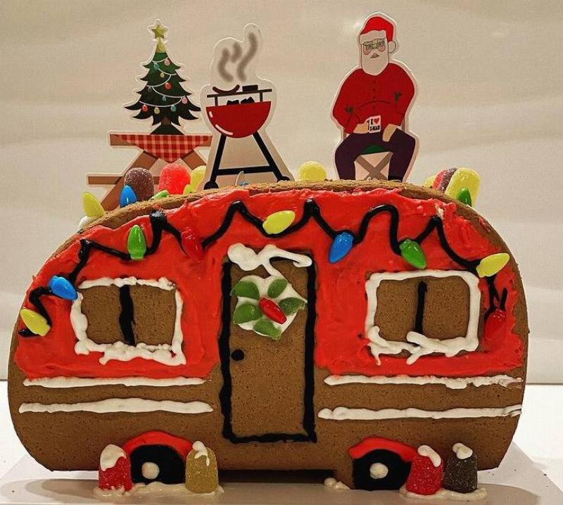 Gingerbread RV, Complete With Santa, A Grill, And A Tree
