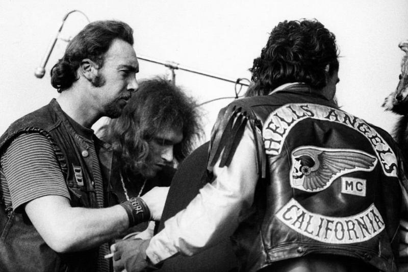 Hells Angels-90964003 Members of Hells Angels act as concert security, 1969.