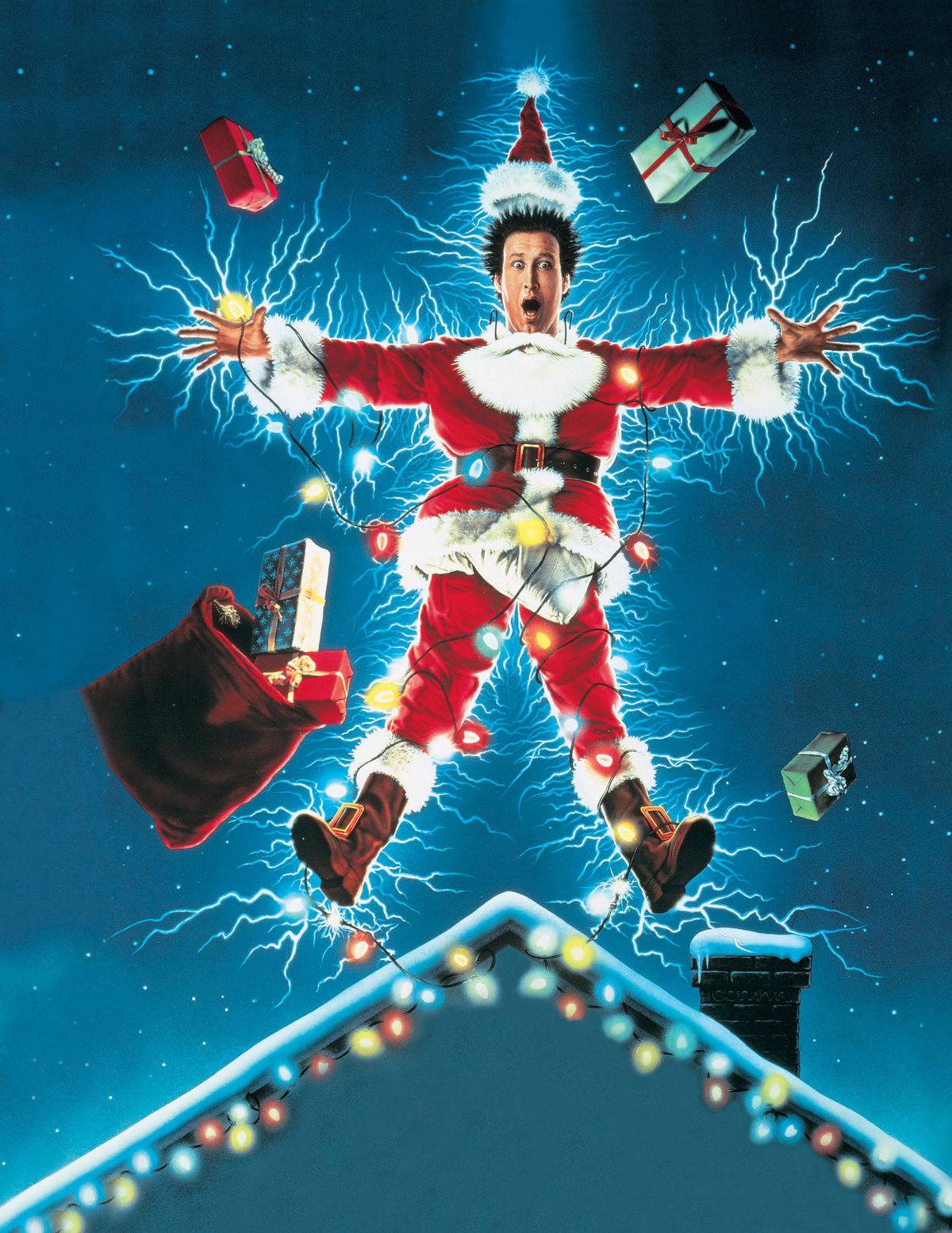 Promotional art for Christmas Vacation is seen.