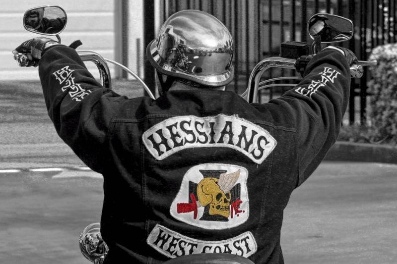 hessians A member of the Hessians rides a motorcycle.