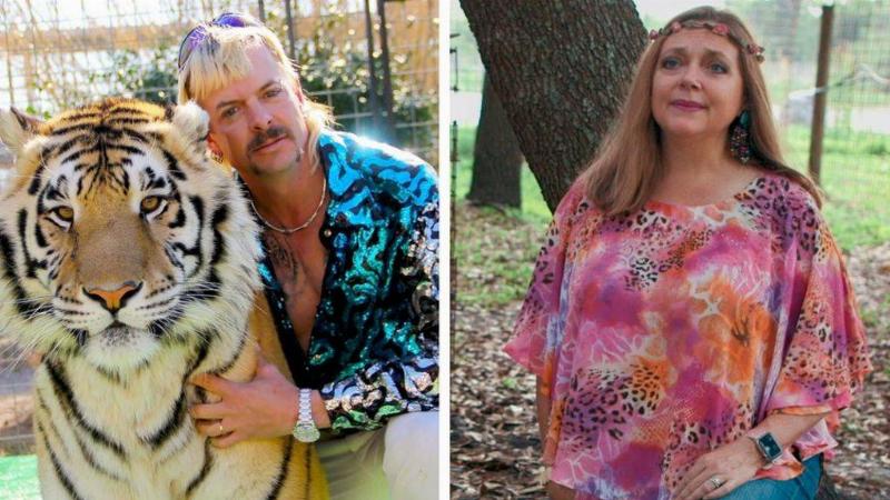 man with a tiger and woman in tiger king