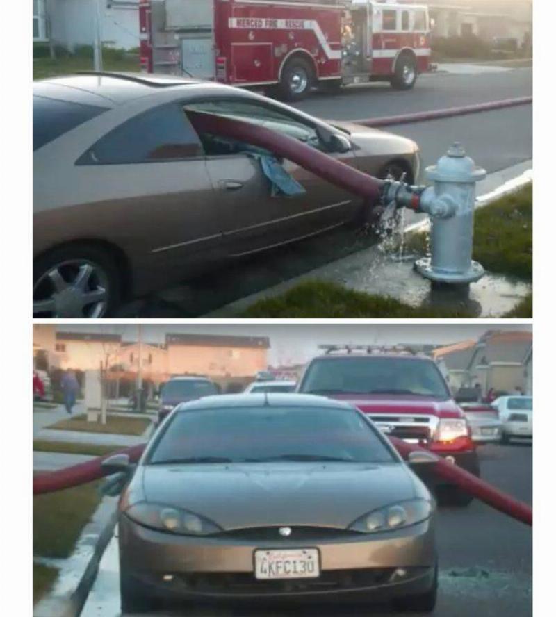 AMohajer REddit fire hose through car window