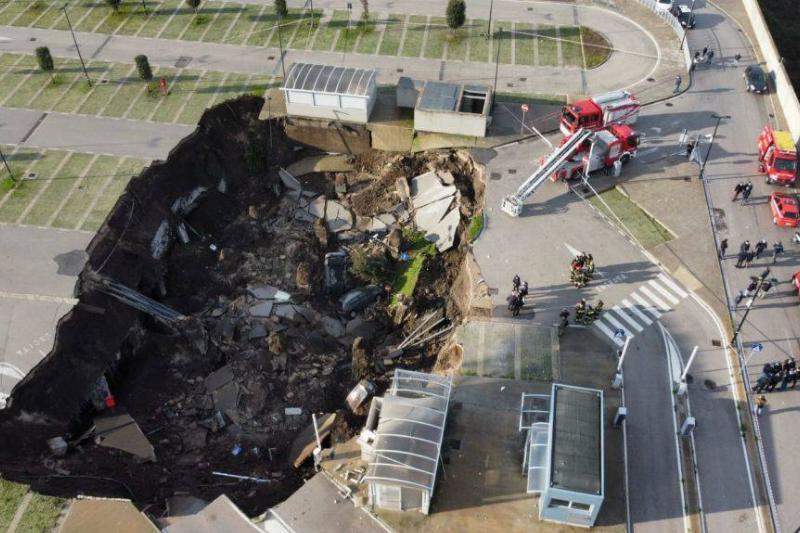Aerial shot of a sinkhole