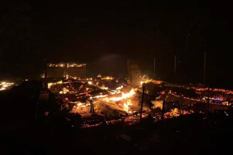 fire has burned down an unidentifiable building