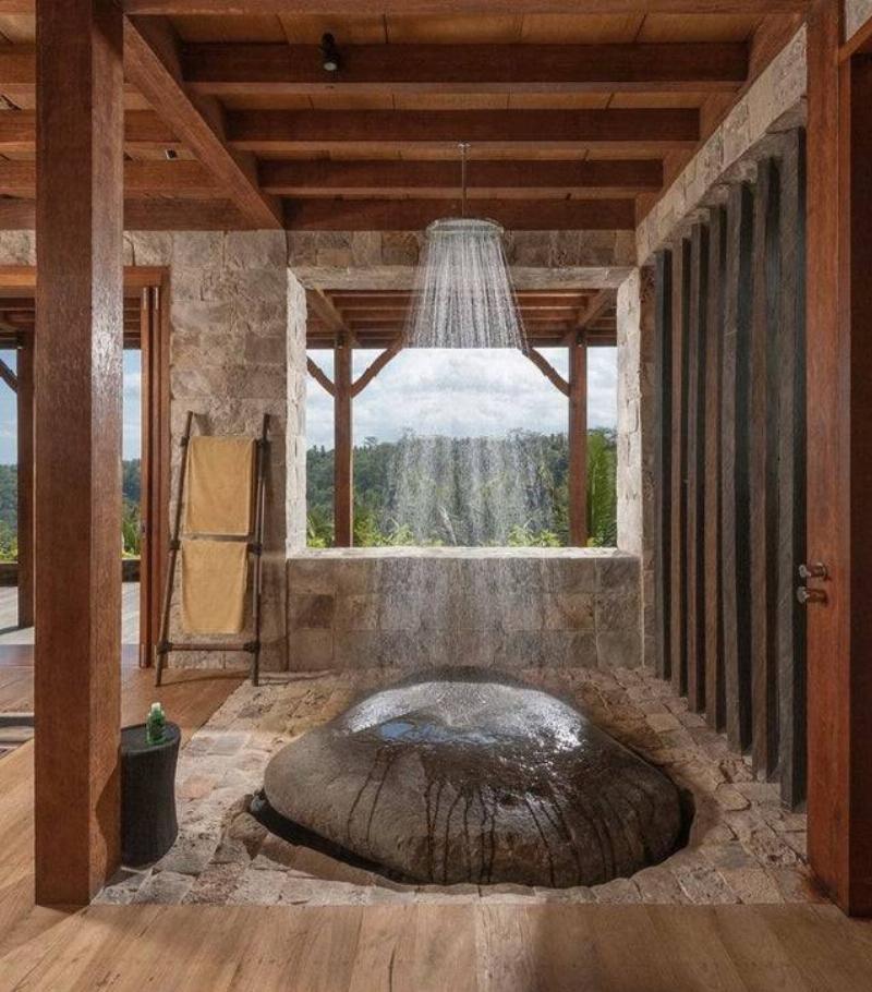 hard to stand under shower with rock
