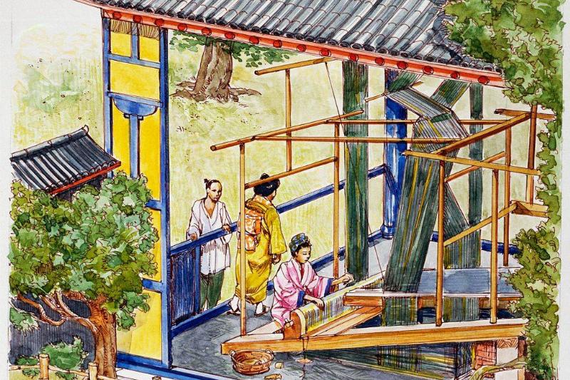 The Han Dynasty -541324077 Picture of women weaving silk