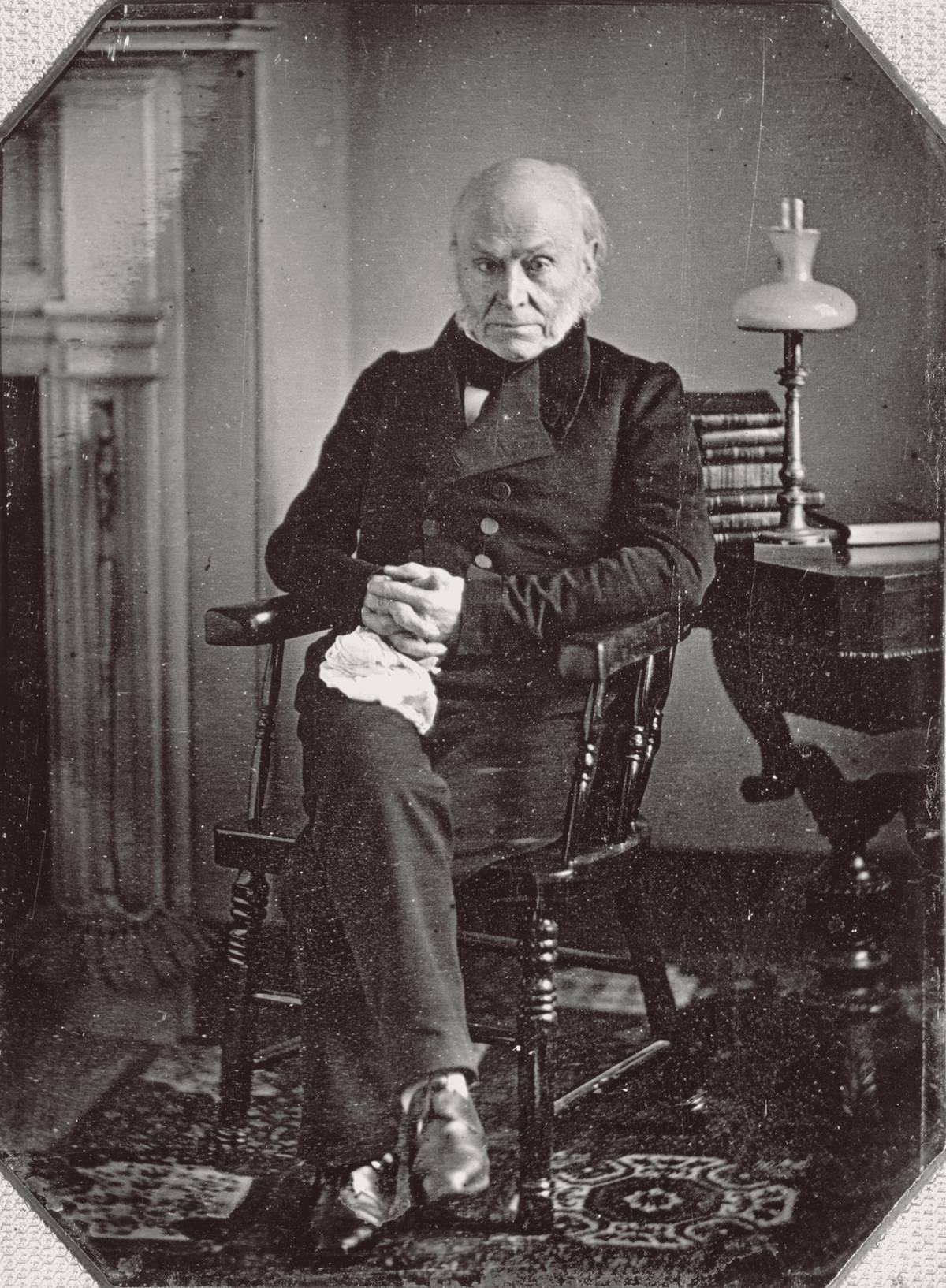 John Quincy Adams sits for the first photograph of a U.S. president, 1843.