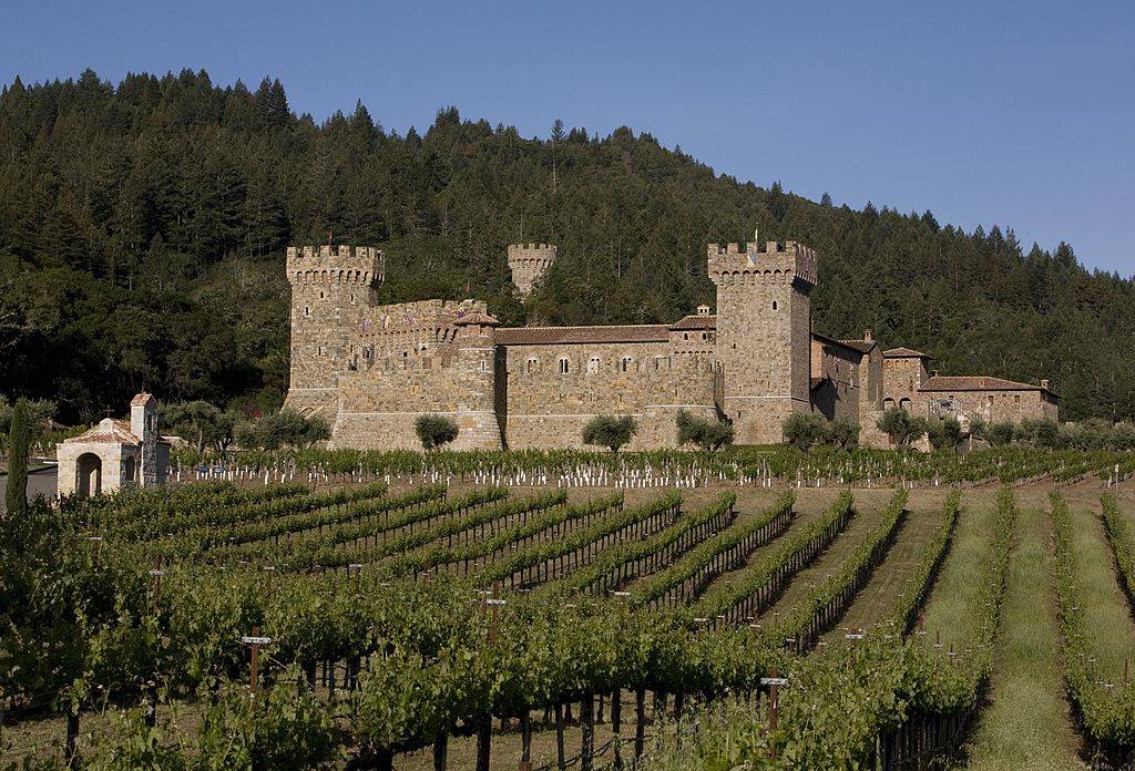Castello di Amorosa, a replica of a medieval Tuscan castle, is seen in this 2009 Calistoga, California, late spring photo