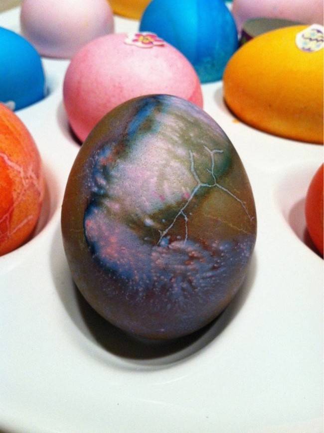 dyed easter egg looks like universe