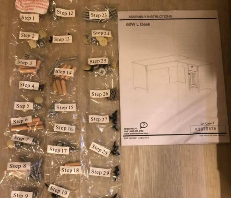 clearly labelled instruction for furniture building